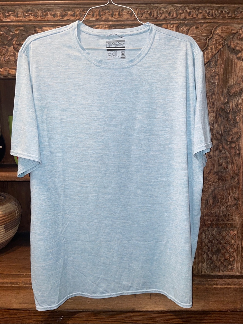 Patagonia Men's Short Sleeve Crew in light blue